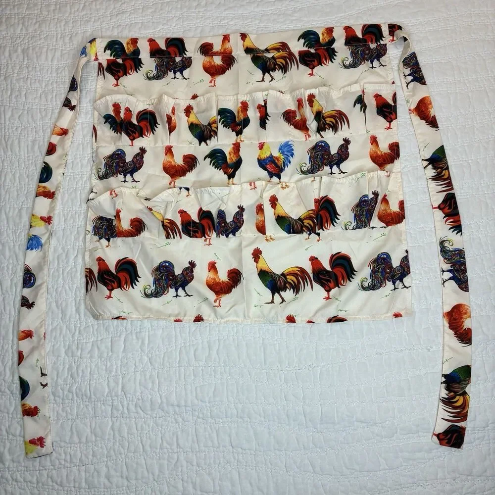 Chicken egg gathering apron 12 pockets tie at waist cottage country